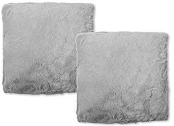 jilda-tex Set Kissenbezug mit Füllung Sofakissen Dekokissen Kissenbezüge Couchkissen Weich Kissenbezug Zierkissenbezug in Felloptik Rabbit Deluxe 750 GSM Kunstfell (Hellgrau, 2X 45x45 cm)