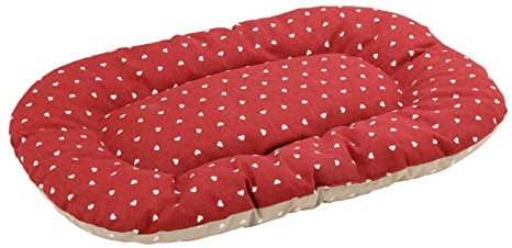 Baroni Home Hundekissen für große, mittelgroße Hunde oder Katzen, Hundebett gepolstert Hundematte, 57x90x9 cm - Doubleface, rot und weiße Herzen, L