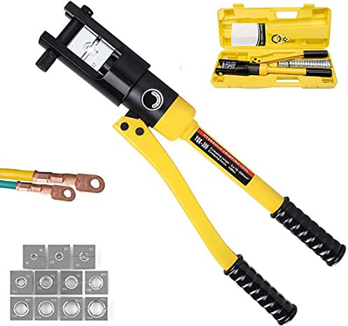 XYEJL Hydraulische Presszange Crimpzange Kabelschuhe Quetschzange Für Kupfer Aluminium Kabelschuhe, Drehbarer, Mit Tragetasche,YQK-300