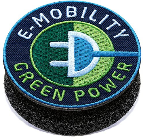 E-Mobility Elektro-Mobilität/Klett Patch gestickt mit Klett-Verbindung rund/Klettpatch Klettabzeichen Klett-Patches Aufnäher Applikation /