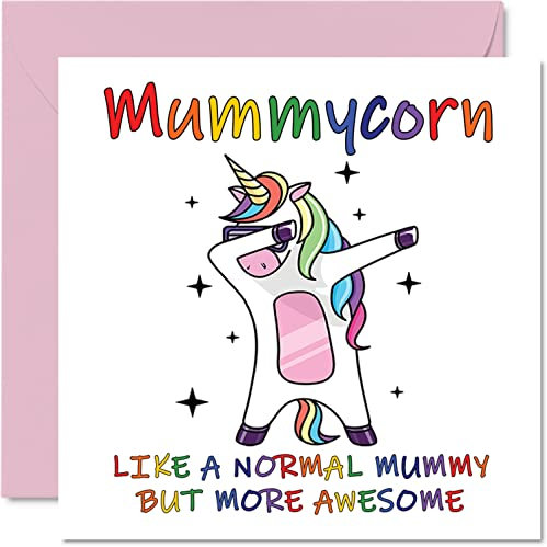 Tarjetas de cumpleaños para mamá – Mummycorn – Tarjeta de cumpleaños para mamá de hija hijo, feliz cumpleaños mamá, mamá, tarjeta de cumpleaños de unicornio, 145 mm x 145 mm, tarjetas de felicitación