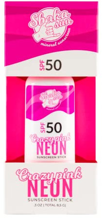 Shaka Sun - Mineralischer Sonnencreme I SPF 50+ I Sonnenschutz Stift I Natürliche Zinkoxid I für Kinder und Erwachsene I Gegen Alle Strahlenarten UVA und UVB I Wasserfest I NEON Rosa