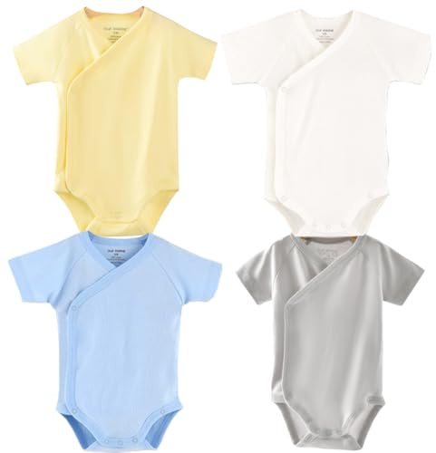 Blueleyu Unisex-Baby Short Sleeve Onsies Cotton Baby Bodysuit Pack Cardigan Onsies Infants