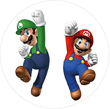 Tortenaufleger Super Mario Luigi und Mario, rund 20cm Fondantpapier PREMIUM