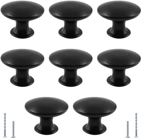 Moicstiy 8 Stück antike schwarze Küchenschrankknäufe mit Griffen, 3,8 cm Vintage-Schubladenknauf für Kommode, Schrank, Badezimmer