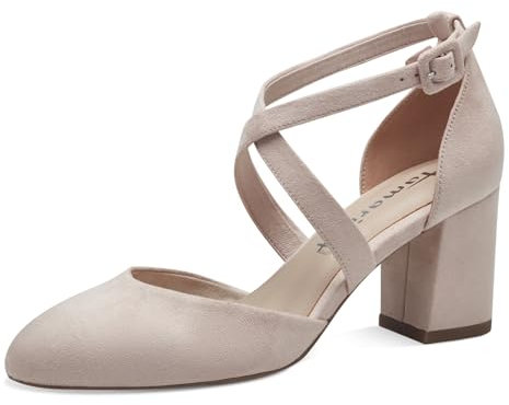 Tamaris Damen Pumps Textil Blockabsatz Vegan; POWDER, EU 38