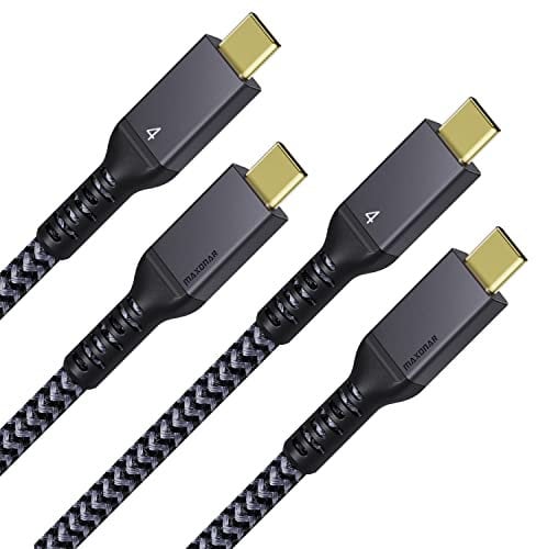 Maxonar Câble Thunderbolt 4 1.2M/40 Gbit/s, USB 4.0 Certifié TB4 20V/5A 100W Prend en Charge le Moniteur 1x8K30hz/Double 4K60hz,M1 M2 MacBok Air,SSD Externe,eGPU(GPU Externe),2Paquet