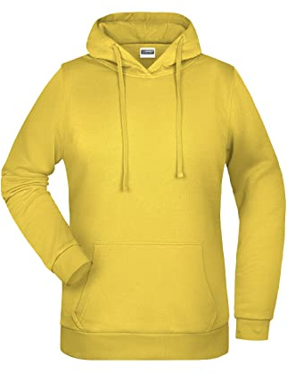 James & Nicholson Damen Basic Kapuzensweat - Leicht taillierter Kapuzenpulli mit angerauter Innenseite | Farbe: yellow | Grösse: M