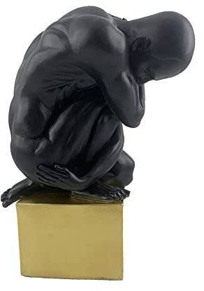 Signes Grimalt XL Statue Design Athlet auf Kugel, Modell Gold und Schwarz, Höhe 30 cm