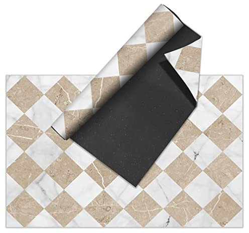 VINILIKO Design | Vinylteppich, hydraulisch, Gadir Sepia, 160 x 230 cm, für drinnen und draußen, rutschfest, waschbar, Fliesen, Vinyl-Teppich, Wohnzimmer, Terrasse