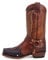GATURA Stivali da Uomo e Donna Medievale Vintage Mid Calf - Punta Quadrata Tacco Chunky in Faux PU Pelle - Western Cowboy Cavaliere Lunghi, 35-48, Rosso, 40