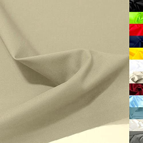 TOLKO 50cm Baumwollstoff Meterware uni | Popeline Stoff aus ÖkoTex Baumwolle in leuchtenden Farben | Kleiderstoff Dekostoff Vorhangstoff Bezugsstoff Patchwork Kinder Stoffe zum Nähen (Beige)