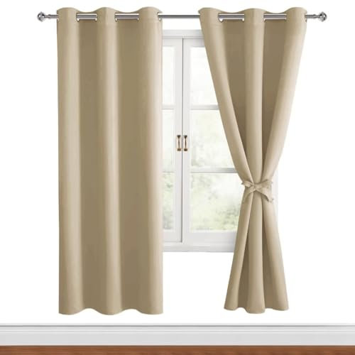 Hiasan Verdunklungsvorhänge Gardinen mit Ösen,Taupe Blickdicht Vorhänge,2 Stück,117 x 183 cm (Breite x Höhe),weiche Schiebevorhänge für Schlafzimmer,Wohnzimmer usw.