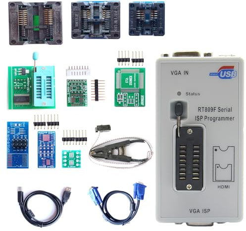 XGOIENZI RT809F Programmer 8 Adapters Motherboard Reader sop8 IC socket flash programmer Clip eprom clamp VGA ICSP LCD PCB Board 24 25 93 serise