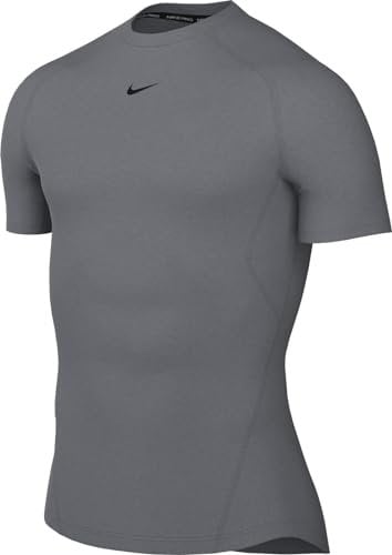 NIKE FB7932-084 M NP DF TIGHT TOP SS Sweatshirt Men's SMOKE GREY/BLACK Size XL
