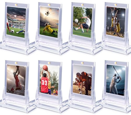 Homthy Magnetischer Kartenhalter für Sammelkarten, 35pt Acryl-Baseball-Kartenhalter mit 8 Kartenständern, Kartenschutz, Hartplastik, passend für YuGiOh, MTG und Sportkarten (8)