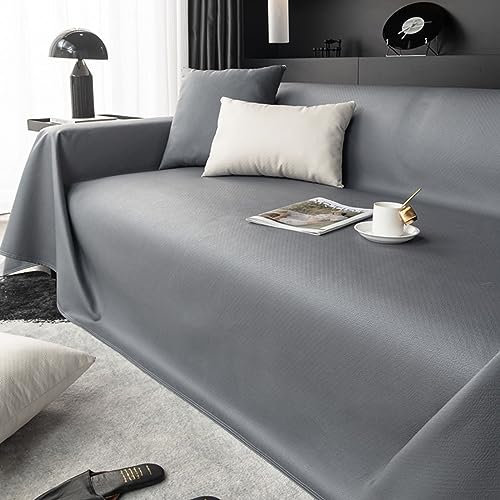 Gualiy Bezug Sofa 205x180cm, Einfarbig Couchbezug 2 Sitzer Couch Überzug Kratzfest Dunkelgrau Couchbezug für Wohnlandschaft