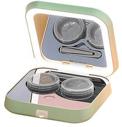 perfk Augenkontaktlinsenbehälter-Reinigungsbox für unterwegs mit Spiegelpinzette, klein, wiederaufladbar, tragbarer Behälter, Kontaktlinsen-Ultraschall, für