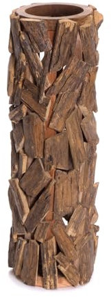 Holz Boden SÄULE Vela | 58x23cm (HxL), Teakholz | Bodenleuchter, Blumensäule, Bodenvase, Deko Säule, Teak Windlicht Säule, Treibholz Vase