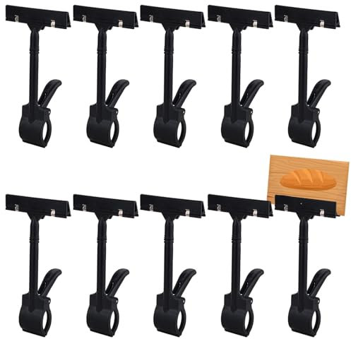 Fahibin 10 Stück verstellbarer Preisschildhalter,Kunststoff Drehbare Schilderhalter ,Display Clip Halter, Warenschildhalter aus Kunststoff für Büro Shop Supermarkt Werbeaktionen