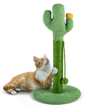 Cat Scratching Post for Indoor Cats Cactus Scratch Post Medium Kitten Scratching Post Sisal Rope Covered 58cm Cat Post With Ball Sturdy Claw Scratcher Stable Base Heavy Duty 23inch