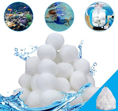 Kijamilee 3.1lbs Pool Filter Balls for Sand Filter, Eco-Friendly Fiber Filter Media for Swimming Pool Sand Filters, Reusable Filter Balls for Bath Center Bathtub Aquarium Slime and Grime Cleaning Scum