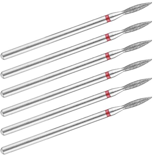 Aililong Juego de 6 brocas de fresado de uñas de diamante y carburo para Mani & Pedi, fresa de uñas para uñas y gel, en práctica caja para almacenamiento.