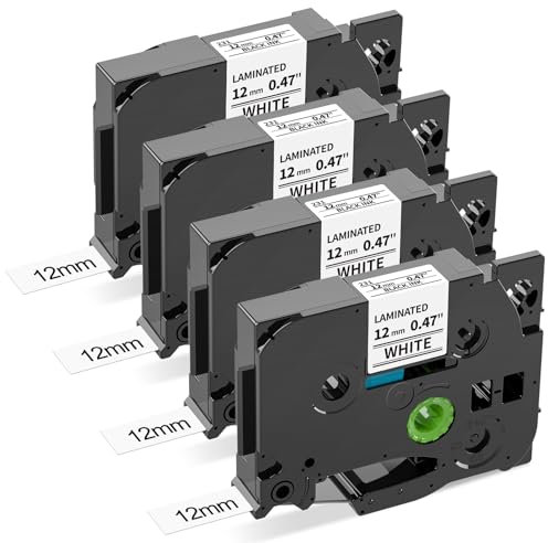 Airmall Tze-231 12mm Weiß für Brother TZe Schriftband Kompatibel mit Brother P-Touch Bänder TZ-231 TZe231 12mm 0.47 Laminiertes Schriftband für P-Touch PT-H100R PT-H105 PT-H100LB PT-H110 H107B PT-D400