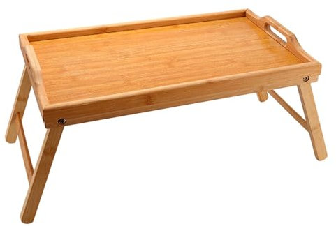 rockible Bandeja Plegable de Madera para Mesa de Cama para Comer, desayunar en la Cama, Escritorio para computadora portátil y Servir refrigerios, Engrosado Mejorado