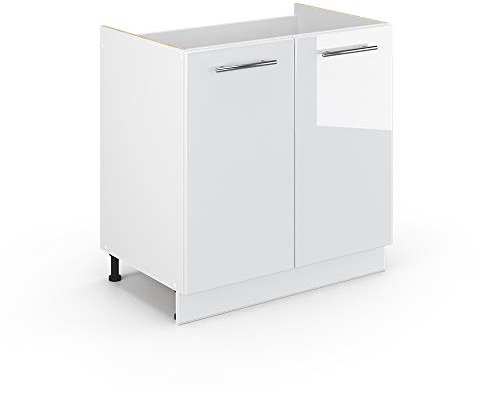 Vicco Meuble sous Vasque Simple Fame-Line, Blanc Haute Brillance/Blanc, 80 x 81.6 cm sans Plan de Travail