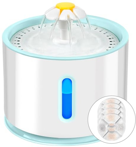 AQXONG 2.4L Katzentrinkbrunnen, Ultraleiser Trinkbrunnen für Haustiere mit LED-Licht, Trinkbrunnen für Katzen, Vierfaches Filtersystem, DREI Wasserflussmodi, 72 Stunden Schutz vor Trockenbrand