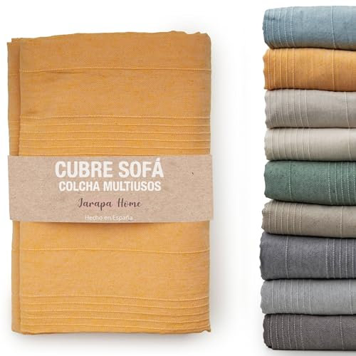 Colcha cama y colcha multiusos para sofás, colchas blancas. Plaid multiusos, cubre sofá, tejido resistente y de calidad, hecho en España. Colchas cama 150 modernas, 135, 90. (Mostaza, 230 x 280 cm)