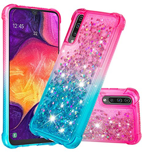 Glitzer Handyhülle für Galaxy A50, Silikon Fließend Schutzhülle Stoßfest Durchsichtige Handytasche Bling Hüllen Fallschutz Vergilbungsbeständig kompatibel mit Samsung Galaxy A50/A505/A30S/A50S