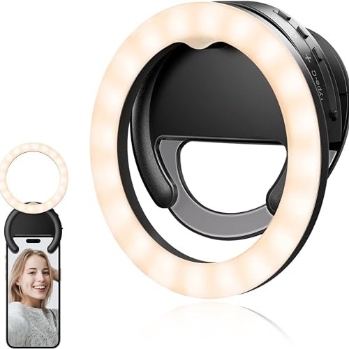 Generic Selfie Ring Light, Rechargeable Portable Clip-on Selfie Fill Light with Strong LED for Andriod and All Smart PhonesPhotography, Camera Video, Girl Makes up, Rotatable Flash Lamp (Pink)