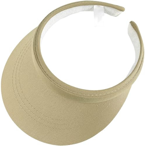 Sun Visors Women Golf Visor Clip Uv Protection Ladies Visor Hat Running Tennis Beach Men Solid Visor (Khaki)
