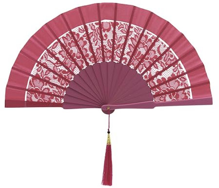 MAPIMANIA - Ventaglio Fucsia in Seta e Pizzo Pieghevole con Custodia, Ventaglio Donna, Ventagli Matrimonio, Ventaglio Giapponese Ricamato da Cerimonia Resistente