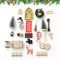 ANTROBIN Porta Elfo Natale Kit 26 Pezzi Porticina Elfo Natale Set Casetta Elfo Natale con Slitta in Legno, Albero di Natale, Renne, Lampade A Olio E Altri Accessori