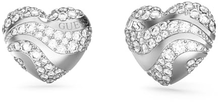 Guess Damen-Ohrstecker Herz Ohrringe Silberfarben JUBE04504JWRHT-U