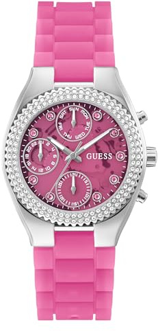 Guess Montre pour Femme 37 mm - Cadran Rose et boîtier argenté