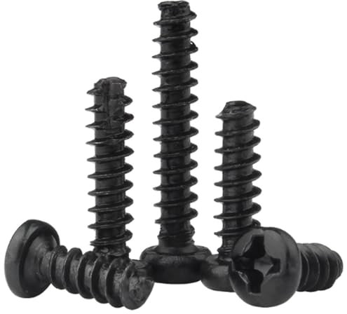 HUPUZON M4 100 pièces vis autotaraudeuse à tête cylindrique encastrée en Croix vis Ronde en Acier au Carbone Noir