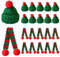 20 Stück Mini Weihnachtsmütze und Mini Schal,Sorgenwürmchen Zubehör,Cute Handmade Nikolausmütze Klein Tree Hut für Weihnachten Weinflasche Abdeckung, Puppenhaus, Weihnachtsfeiern Dekoration Geschenk