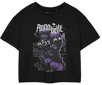 Vanilla Underground Annabelle Womens Black Cropped Short Sleeved T-Shirt | Casual Graphic Tee for Women | Stylish Annabelle Logo Top | Trendy Summer Fashion | Comfortable Cotton Shirt for Ladies
