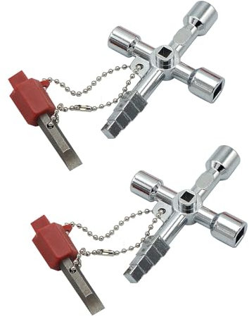 2 Pcs Meter Key, Disabled Toilet Key, Meter Box Key, Radiator Key, Triangle Square Panel Key, Radiators, Disabled Toilet, Stopcock, Loft Hatch, Cupboard, Elevator, Multi-Functional Utilities Key