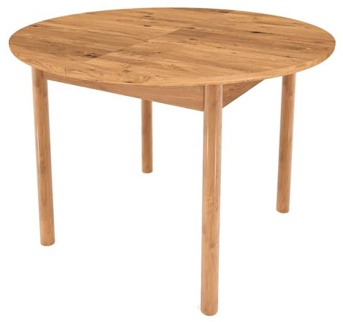 Lomadox Tisch Esstisch rund Ausziehtisch, ausziehbar 120/160 cm, Eiche massiv geölt, Echtholz/Massivholz