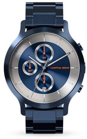 Lilienthal Berlin Chronograph LP Black Cyan in schwarz – Herrenuhr aus 316L Chirurgenstahl mit einem Quarzuhrwerk & saphirgehärtetem Mineralglas – 42,5 mm