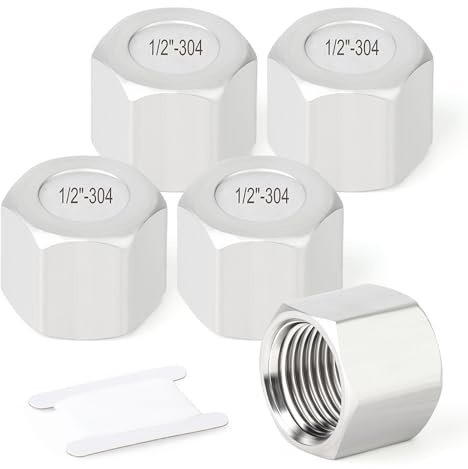 TAISHER 5 Stück 304 Edelstahl Cap Pipe Plug Socket Fitting 1/2BSP Female