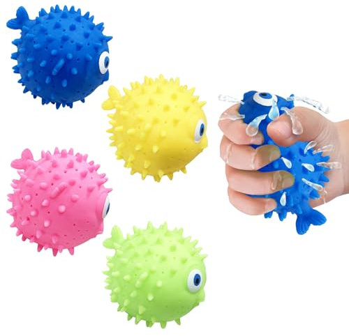 4 Stück Globefish Wasser Frisbee,Globefish Wasserbomben,Wiederverwendbar Wasserbomben,Sensorisches Stressabbau Poolspielzeug für Kinder, Sommer Partytütenfüller für Jungen und Mädchen