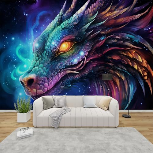 GEDAEUBA Papier Peint Panoramique Dragon, Papier Peint Intissé Motif Garcon Ado, Tapisserie Panoramique Salon, Décoration Murale Chambre, 300x210 cm