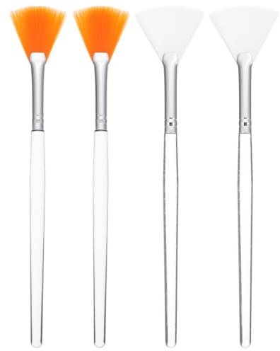 OATIPHO Pinceau Éventail 17.00Cm Brosse Faciale Souple Pour Masque Visage Application Uniforme Soins Visage Gommage Kit Beauté Maison 4 Pièces
