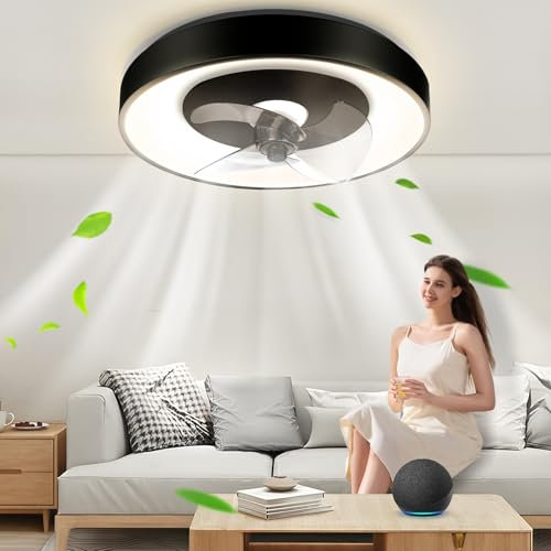 Aigostar - Ventilador Techo Alexa con Luz, 40W, 4400LM, 2700K-6500K Regulable, Ventilador de Techo Alexa con Mando a Distancia y Gateway, 6 Velocidades, 50CM